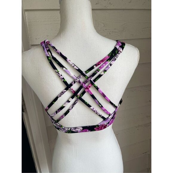 Victoria Secret Pink Strappy Racerback Bra size M Pink/ Multi / Floral Sports - Picture 9 of 12